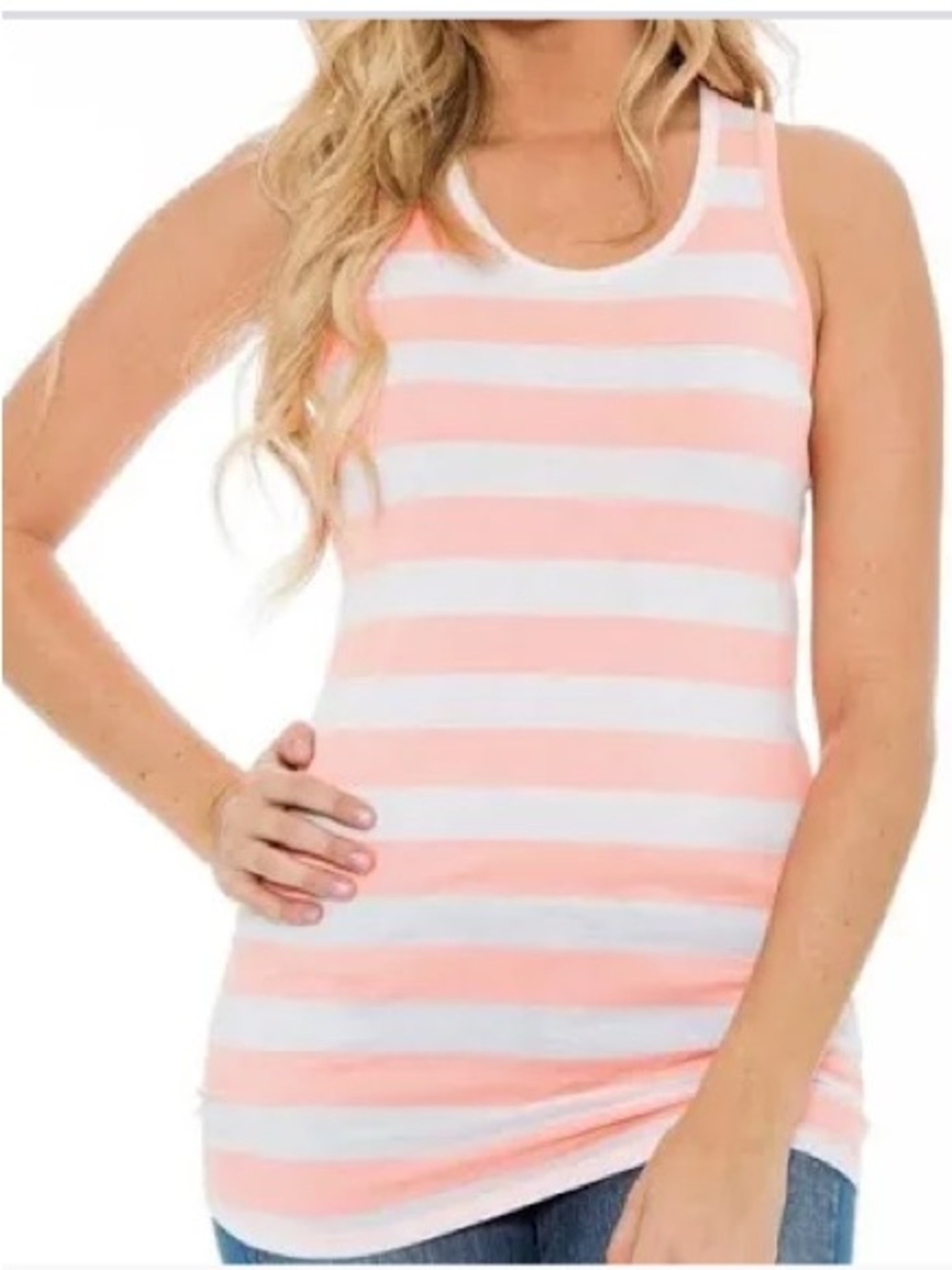 Lululemon Cool Racerback Tank Top Striped Pink and White Women’s 2/4